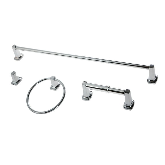 Mainstays Chrome Finish 4-Piece Steel Wall Mount Towel Holder Set