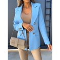 thumbnail image 5 of Women'S Long Sleeve Blazer Jacket, Casual Double Breasted Lapel Coat for Office Work & Holiday Outfits Sky Blue XL, 5 of 9