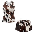 thumbnail image 6 of Psesaysky Brown Cow Print 2 Piece Swimwear Outfits Tummy Control Tankini Swimsuits Racerback Wide Straps Tank Top Bathing Suits Shorts Resort Wear, 6 of 7