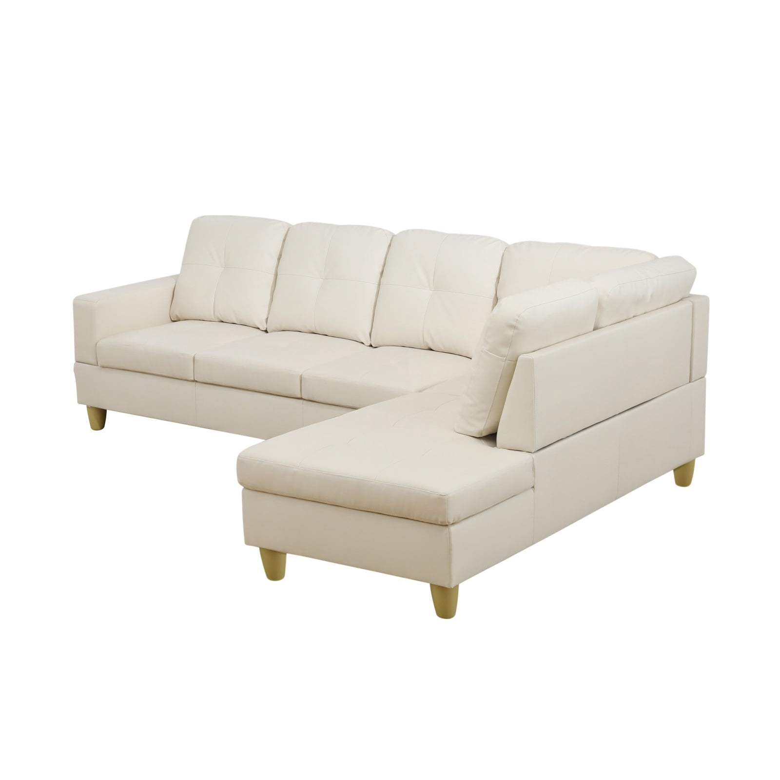 Hommoo Faux Leather Living Room Furniture Set, Sectional Sofa Set, Right Side, White