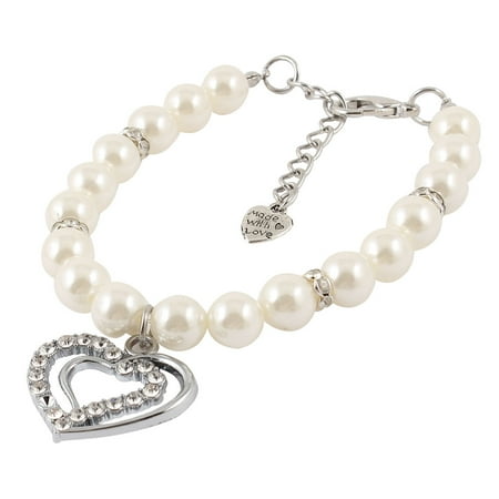 Clasp Link - Unique Bargains White Faux Pearl Linked Lobster Clasp Pet Dog Doggie Collar Necklace S