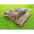 thumbnail image 1 of Rustic Outdoor Tablecloth, Modern and Farm Themed Old Wooden Detailed Modern Design with Screws Artwork, Decorative Washable Fabric Picnic Tablecloth, 58 X 120 Inches, Brown and Blue, by Ambesonne, 1 of 2