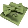 thumbnail image 1 of LAICAIW Mens Solid Color Double Fold Pre-tied Bow Tie and Pocket Square Cufflink Set with Gift Box, 1 of 7