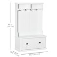 thumbnail image 2 of White 40" Entryway Hall Tree with Shoe Bench & Coat Rack - Modern Storage for Hallway, Living Room - MDF & Particle Board, 4 Hooks, 2 Shelves, 2 of 7