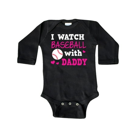 

Inktastic I Watch Baseball with My Daddy Gift Baby Boy or Baby Girl Long Sleeve Bodysuit