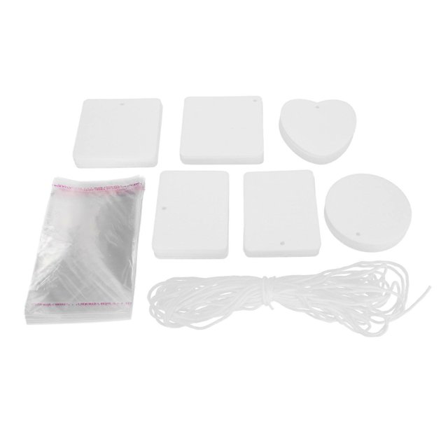 30pcs Felt Sheets DIY Thermal Transfer 6 Shapes Air Freshener Hanging Sheets with String for Car Indoor Decoration