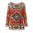 thumbnail image 4 of USSUMA Womens Long Sleeve Shirts Western Aztec Print Fit Tops Fall Casual Fashion Round Neck Blouses, 4 of 5