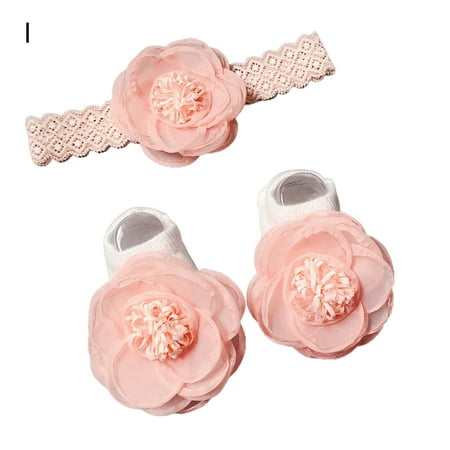 

1 Set Baby Sock Headband Lace Hem Girl Head Bands Crown Socks Kit