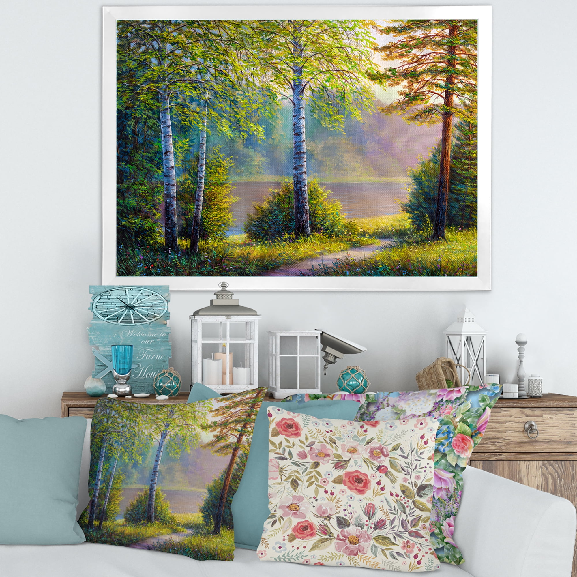 Designart 'Subtle Sunset Light Through The Trees I' Traditional Framed Art Print