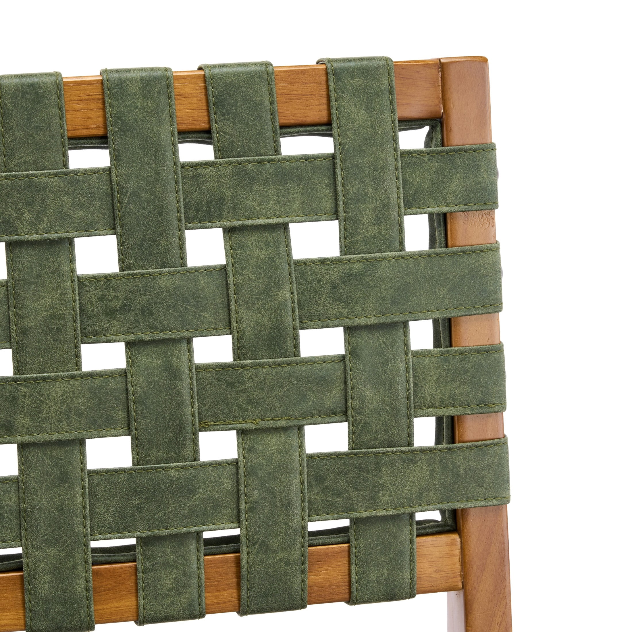 Christopher Knight Home Rustic PU Upholstered Barstools, Rivet Accents, Solid Wood Frame, Green, Set of 2