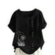 thumbnail image 1 of Vestidos Casuales Para Mujer, Blusas De Mujer De Moda Blusa informal de lino con botones y manga corta estampada para mujer, 1 of 4