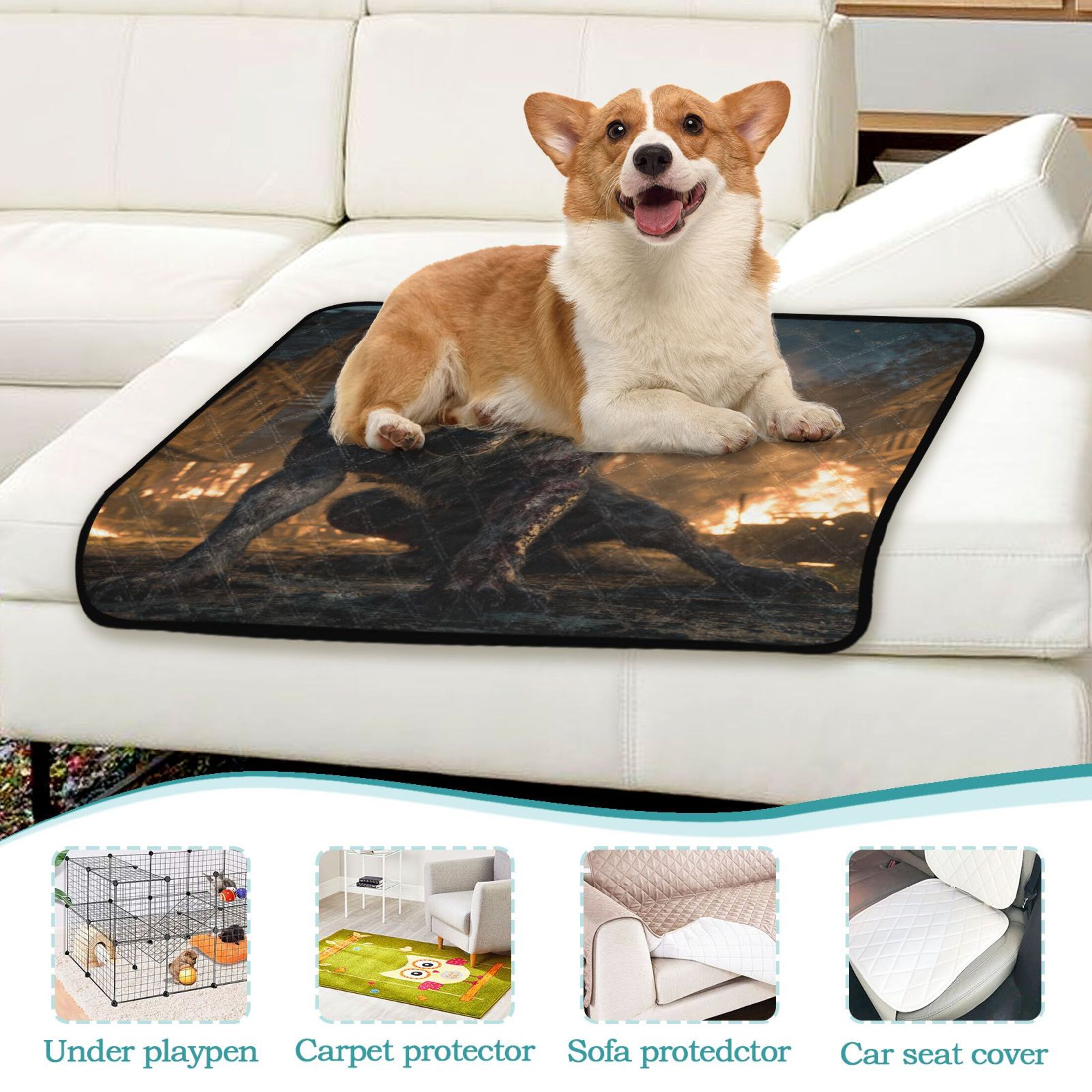 IAUYY Washable Pee Pads for Dogs Medium+Large Absorbent and Leak-Proof Non-Slip Reusable Puppy Pee Pads for Dogs Applicable to Playpen Potty Crate Werewolf