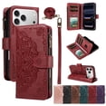 thumbnail image 1 of For iPhone 17 Pro Max Wallet Case, 9 Card Slots RFID Blocking Crossbody Leather Cover, Zipper Pocket, Detachable Wrist & Shoulder Strap, Magnetic Shockproof Protective Phone Case for Women,Red, 1 of 11