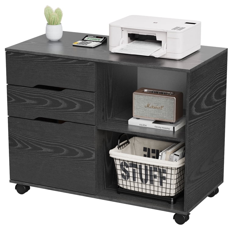 JIOABL 3-Drawer File Cabinet, Black photo 1