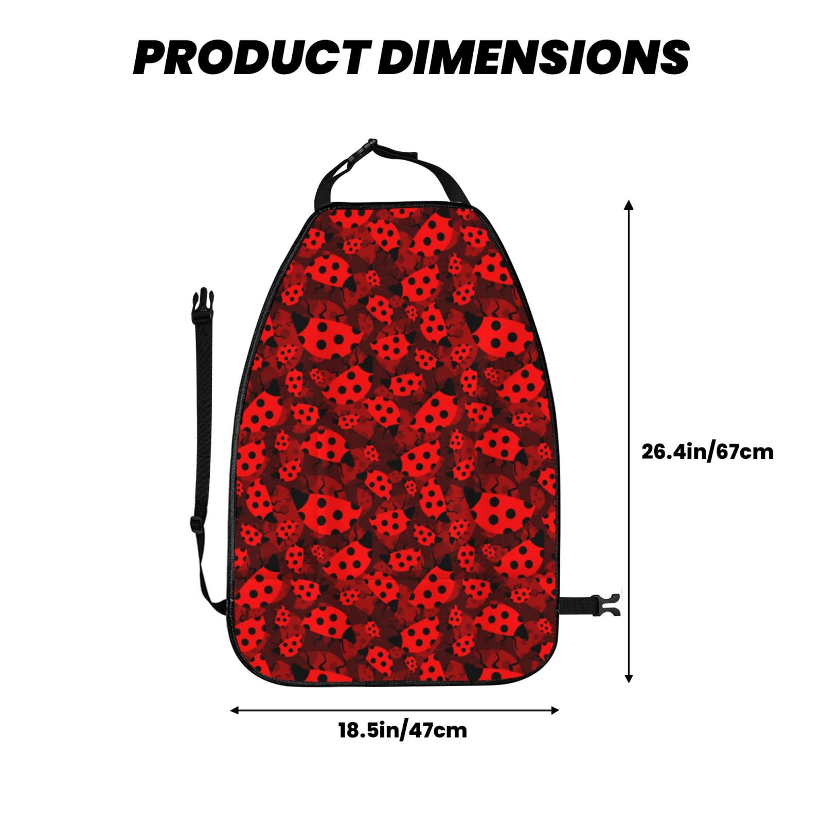 Naloa Ladybugs 1 2Pcs Anti-Kick Back Seat Cover Kick Mat, Car Seat Protector with 3 Storage Pockets