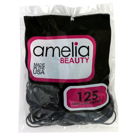 - 125, Black, Jumbo Size, Rubber Bands for Pony Tails and Braids