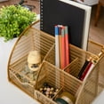 thumbnail image 5 of Martha Stewart Ryder Gold Mesh Metal Small Desktop Organizer for Office Accessories, Notebooks, Pen Holder and Drawer, 5 of 11