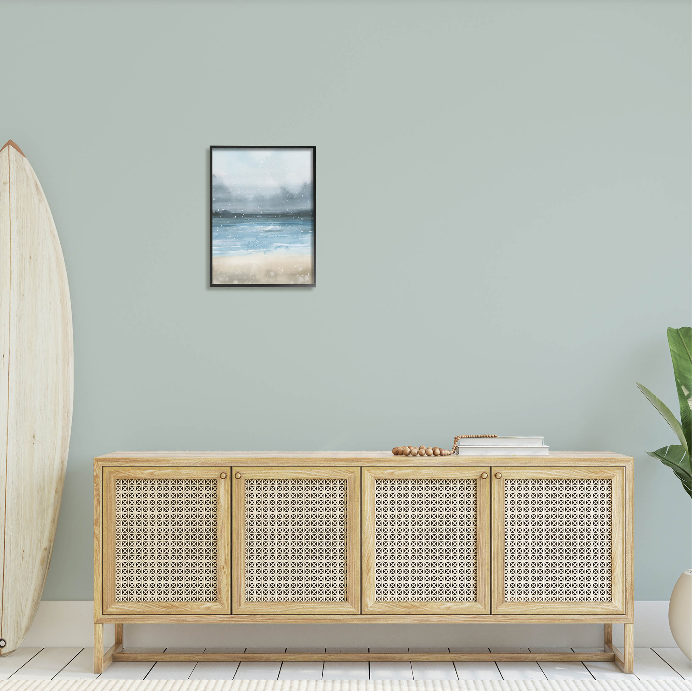 Stupell Industries Rainy Nautical Shore Landscape Graphic Art Black Framed Art Print Wall Art, Design by Grace Popp