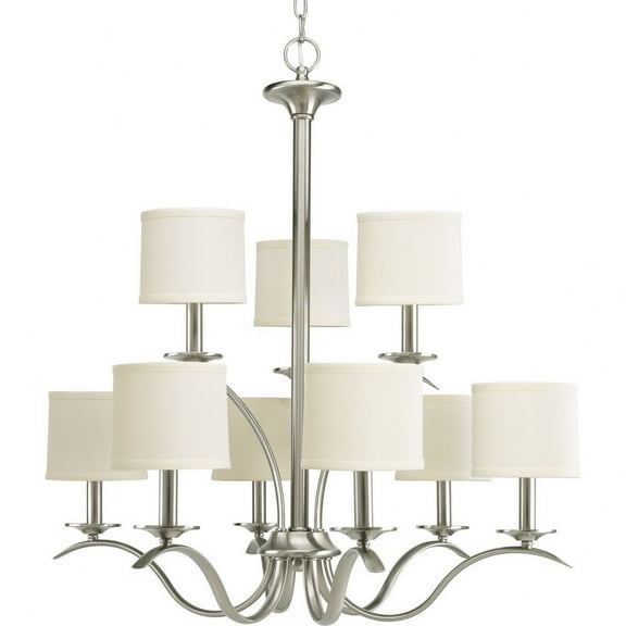 Progress Lighting Inspire Brushed Nickel Traditional/Casual Chandelier w/ 9 Light 60W - P4638-09