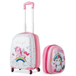 iPlay iLearn Unicorn Kids Luggage Girls Carry on Suitcase W 4 Spinner Wheels Pink Travel Luggage Set W Backpack Trolley Luggage for Children Toddlers Walmart