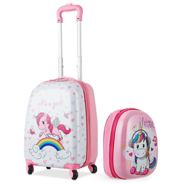 Costway Equipaje de Viaje con Mochila Maleta con 4 Rueda Giratorias de 360° Maleta para niños