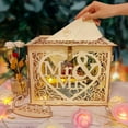 thumbnail image 3 of Jolik Wedding Money Box Holder with Sign, Large Rustic Wood Wooden DIY Envelop Gift Card Shadow Boxes with Lock Slot for Reception Anniversary Graduation Birthday Party Parties (Mr & Mrs), 3 of 8