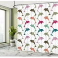 thumbnail image 5 of Ambesonne Animal Shower Curtain, Colorful Dolphins Art, 69"Wx84"L, Multicolor, 5 of 5