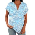 thumbnail image 2 of Ounisa Vintage Flowers V Neck Shirt for Women fashion Graphic Tee Casual Summer Vacation Beach Short Sleeve T Shirt, 2 of 6