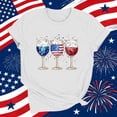 thumbnail image 4 of Women's 4th of July Graphic Tees Patriotic American Flag Wine Glass Shirts Casual Short Sleeve Summer Tops Independence Day Vacation Novelty Clothing, 4 of 5