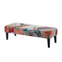 Whosucclay Hummingbird Flower Print Dining Room Bench Covers Non-Slip Bench Chair Slipcovers Dust Proof Bench Seat Cushion Slipcovers Removable Bench Protectors for Wedding, Hotel, Party