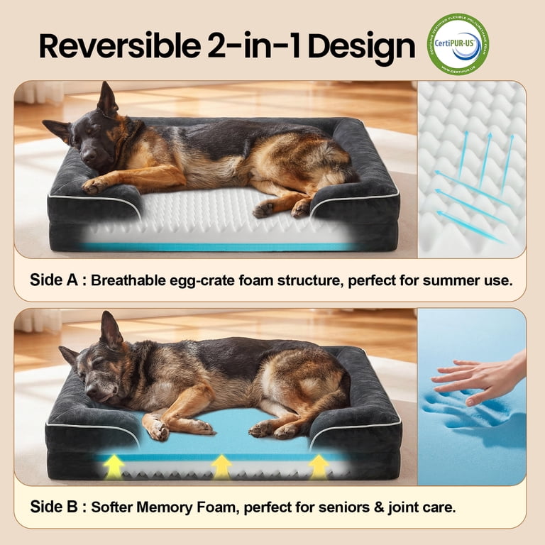 Ophanie Sofa-Style Orthopedic Dog Bed, Black, Large photo 3