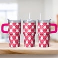 thumbnail image 2 of 20oz Geometric Texture Insulated Travel Mug, Stainless Steel Double Wall Tumbler with Handle Leak Proof Straw Lid, 2 of 5