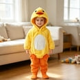 thumbnail image 2 of Toddler Baby Boys Girls Outfits Cute Yellow Duck Hooded Onesie with Footed Pants Soft Plush Halloween Party Clothes Set Bodysuit Clothes for Kids 12-18 Months, 2 of 5