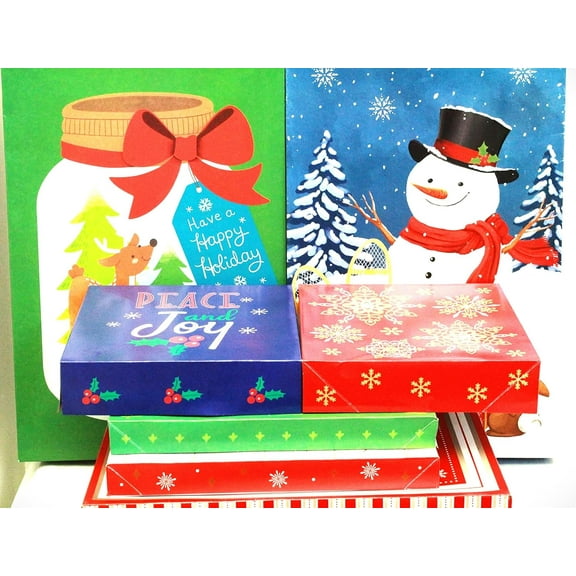 Christmas Gift Box Set 8 Pack - Navidad Boxes with Lids for Presents Colorful Holiday Kids Gifts - Variety Wrapping Essentials Set