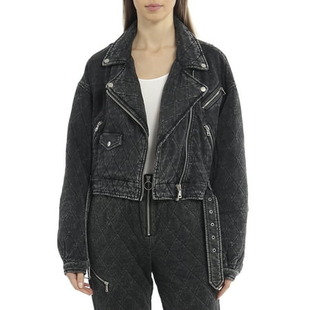 Avec Les Filles Women's Quilted French Terry Biker Jacket