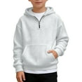 thumbnail image 3 of LRen Boys Hoodies Size 8-10, Boys Quarter Zip Hoodies Waffle Knit Kids Long Sleeve Hooded Sweatshirts Teens Pullover Tops Kids Hoodies for Boys,White,5-6 Years, 3 of 5