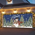 thumbnail image 3 of Fsddascl 6 x 13 Ft Christmas Garage Door Cover, Navy Blue Christmas Snowman Large Garage Door Banner, Xmas Tree Snowflake Botanical Hanging Garage Mural Background for Indoor Outdoor Party Supplies, 3 of 9