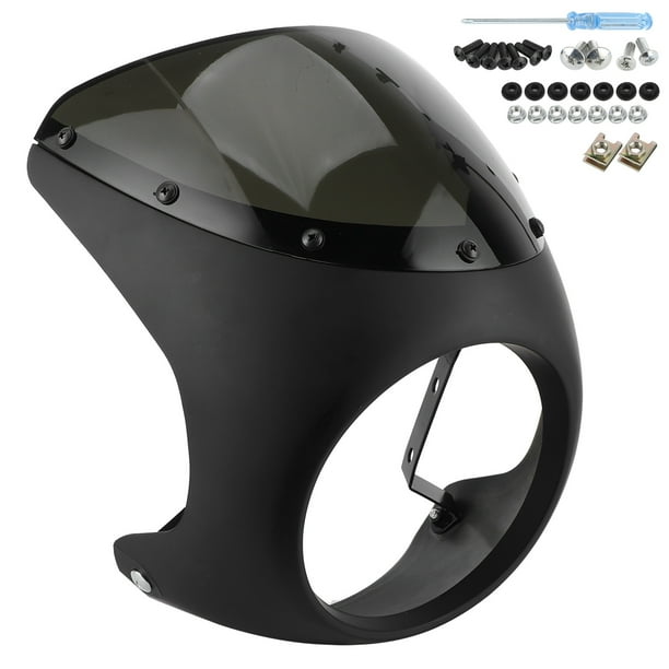 Parabrisas Deflector de viento de carenado de faro Universal para motocicleta (lente negra mate) Jadeshay A
