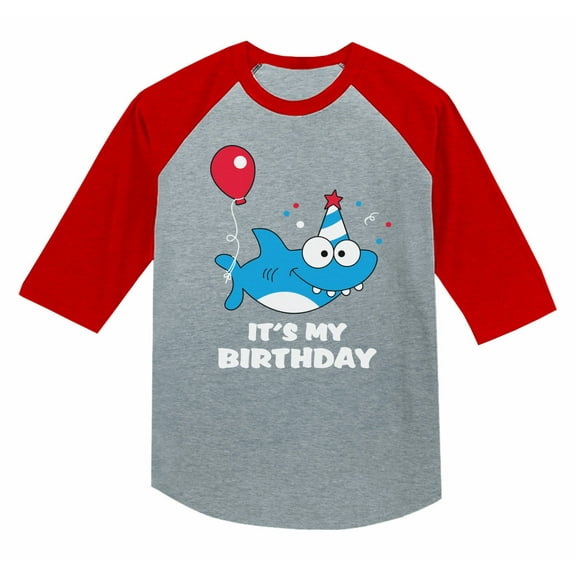 Tstars Boys Unisex Birthday Shark Birthday Party Shirt Gift Birthday Party Graphic Tee Birthday Gift Birthday Shirts for Boy B Day 3-4 Sleeve Baseball Jersey Toddler Shirt