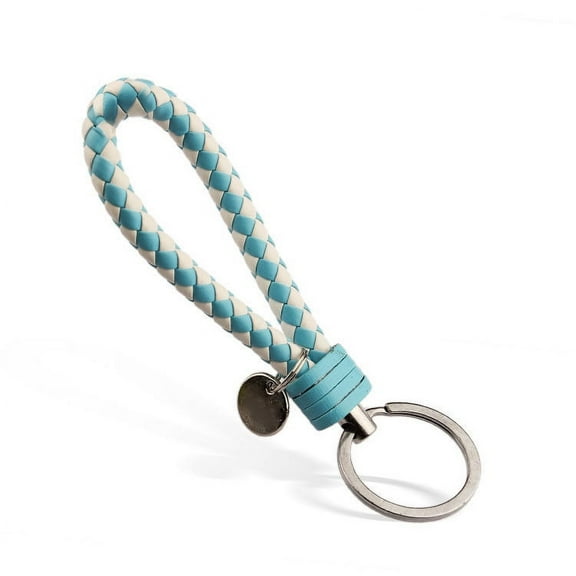 NAMZI 5PCS keychain woven leather keychain, suitable for all car keychains men's keychain women's keychain (white blue)