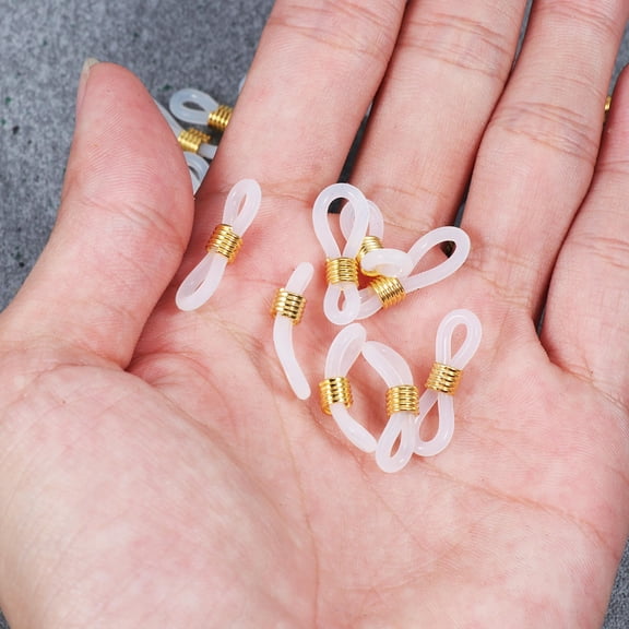 WASHWEPE Eyeglasses Chain Golden 100Pcs 0.8x0.4x0.2In Eyeglass Chain Connection Silicone