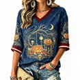 thumbnail image 2 of Bovemsi Womens Shirt Sleeve Tops Soft Loose‑Fit V‑Neck Half‑Sleeve Prints Fashion Outfits Clothes XXL, 2 of 4