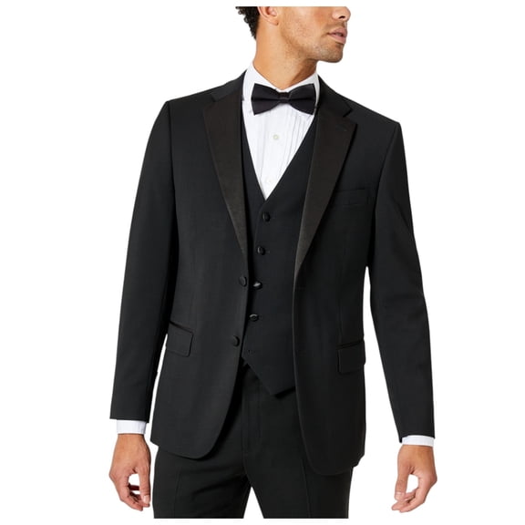 Tommy Hilfiger Mens Modern fit Suit Jacket Blazer 36 R Black Solid Stretch Wool