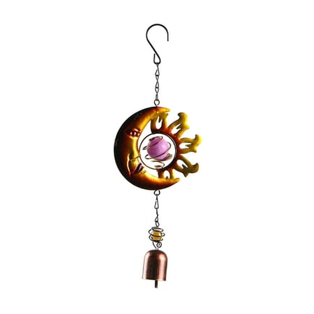 Dengmore Sun Moon Wind Chimes Luminous Metal Crafts Ornaments Garden Balcony Pendants for Home Decor