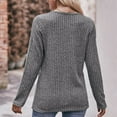 thumbnail image 3 of DeHolifer Sweater for Women Crewneck Button Long Sleeve Solid Color Split Ribbed Knit Sweater Fall Fashion Blouse Dark Gray S, 3 of 3