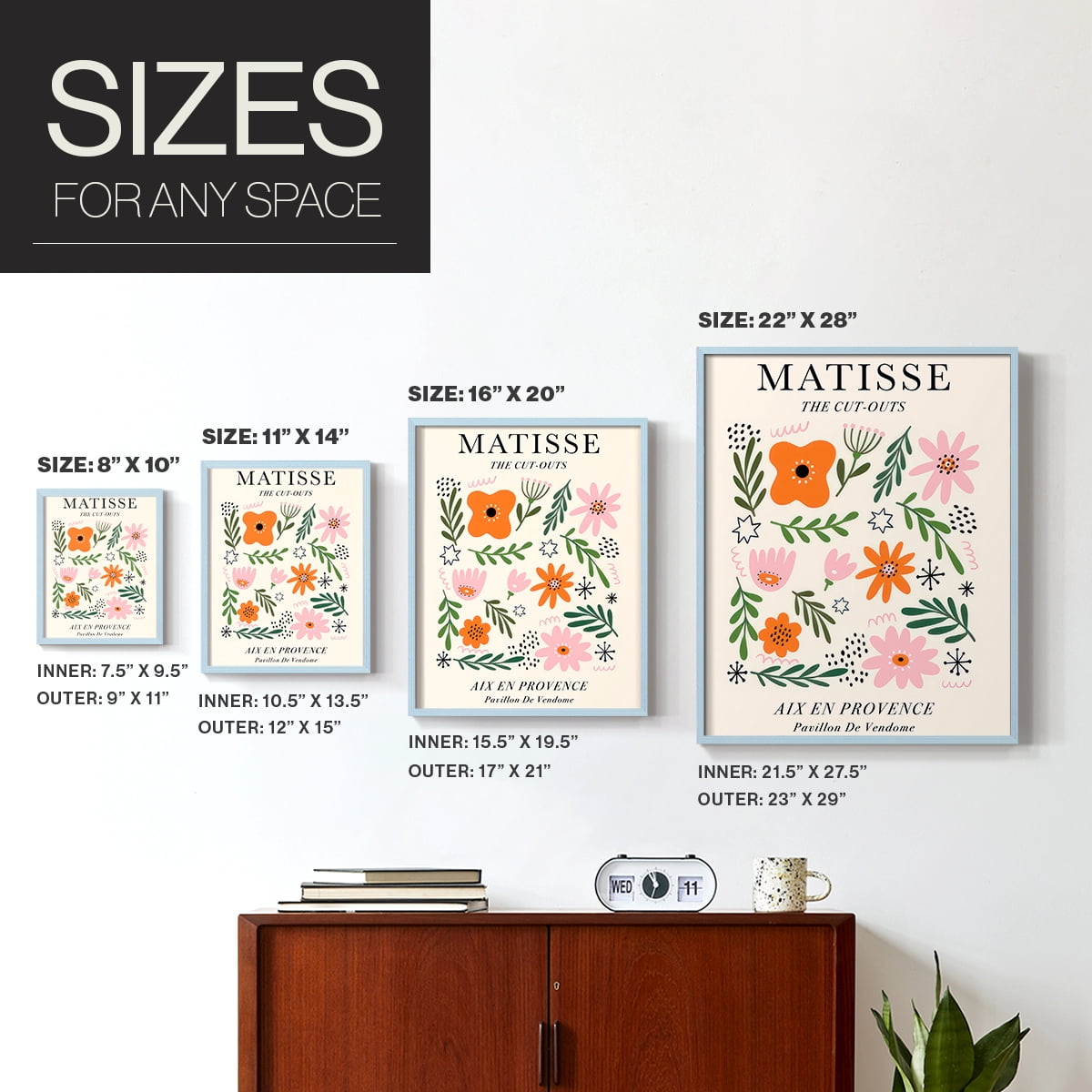 Matisse CXCIII Framed Print in Blue Solid Wood 11 x 14 Framed Print