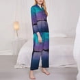 thumbnail image 3 of Yiaed Night At Lake Aurora Print Pajamas Women's Long Sleeve Sleepwear Soft Button Down Loungewear Pjs Lounge Set Nightwear Womens Pajama Pants-X-Large, 3 of 7