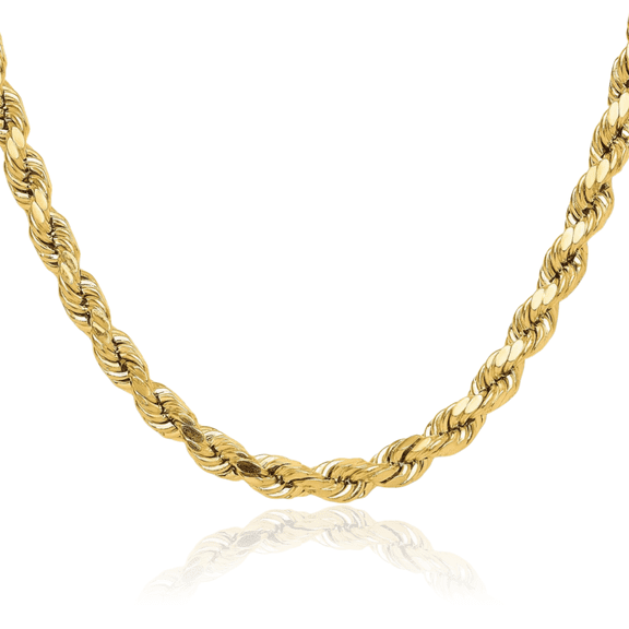 ICE CARATS 10K Solid Yellow Gold 6.5mm Thick Rope Chain Necklace - 20 inch - Polished Women's