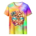 thumbnail image 5 of GSPCLAM Womens Print Tops Crew Neck Short Sleeve Tops for Holiday Summer Plus Size Beach Colorful Blouse Multicolor M, 5 of 5