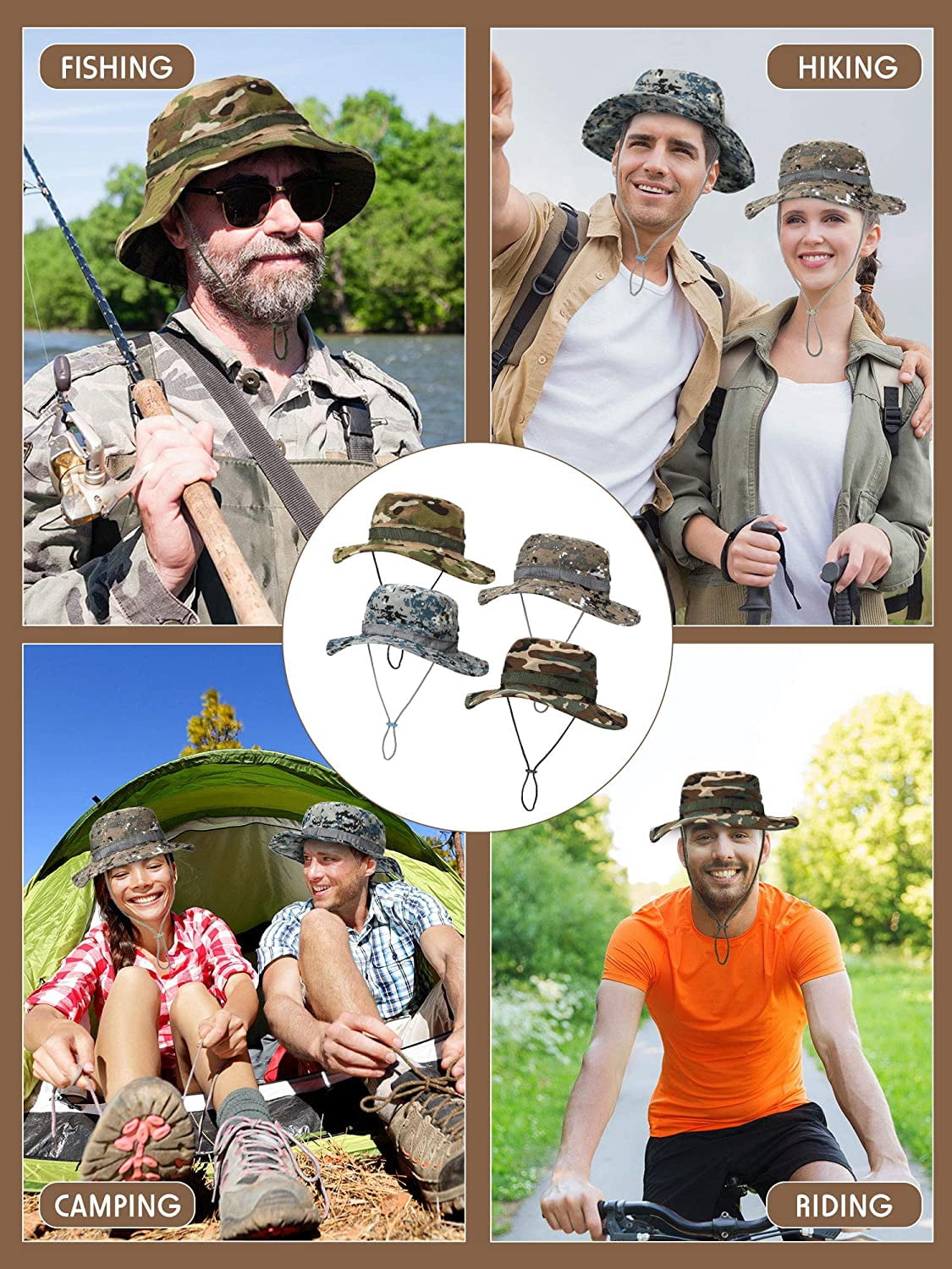 Chapeau Boonie CAMOLAND UPF 50+ - Protection Solaire Large Bord - Respirant Et Réglable - Pour Outdoor